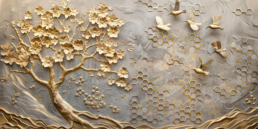 Tree With vintage Gold: Wall Paintings by Creative Decor