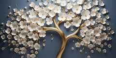 Vintage Gold Tree with white Flower: Wall Paintings by Creative Decor