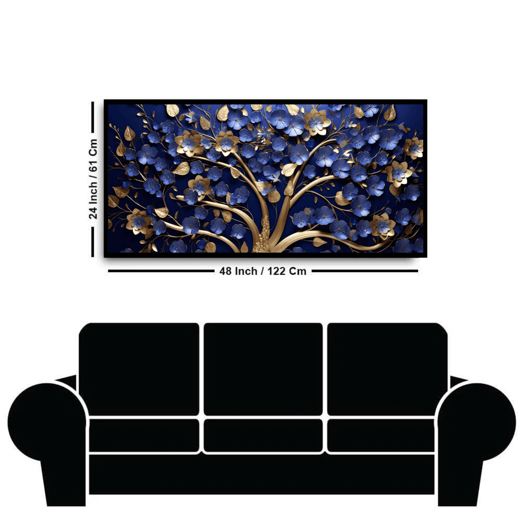Tree with Ruby Blue Leaf: Wall Paintings by Creative Decor