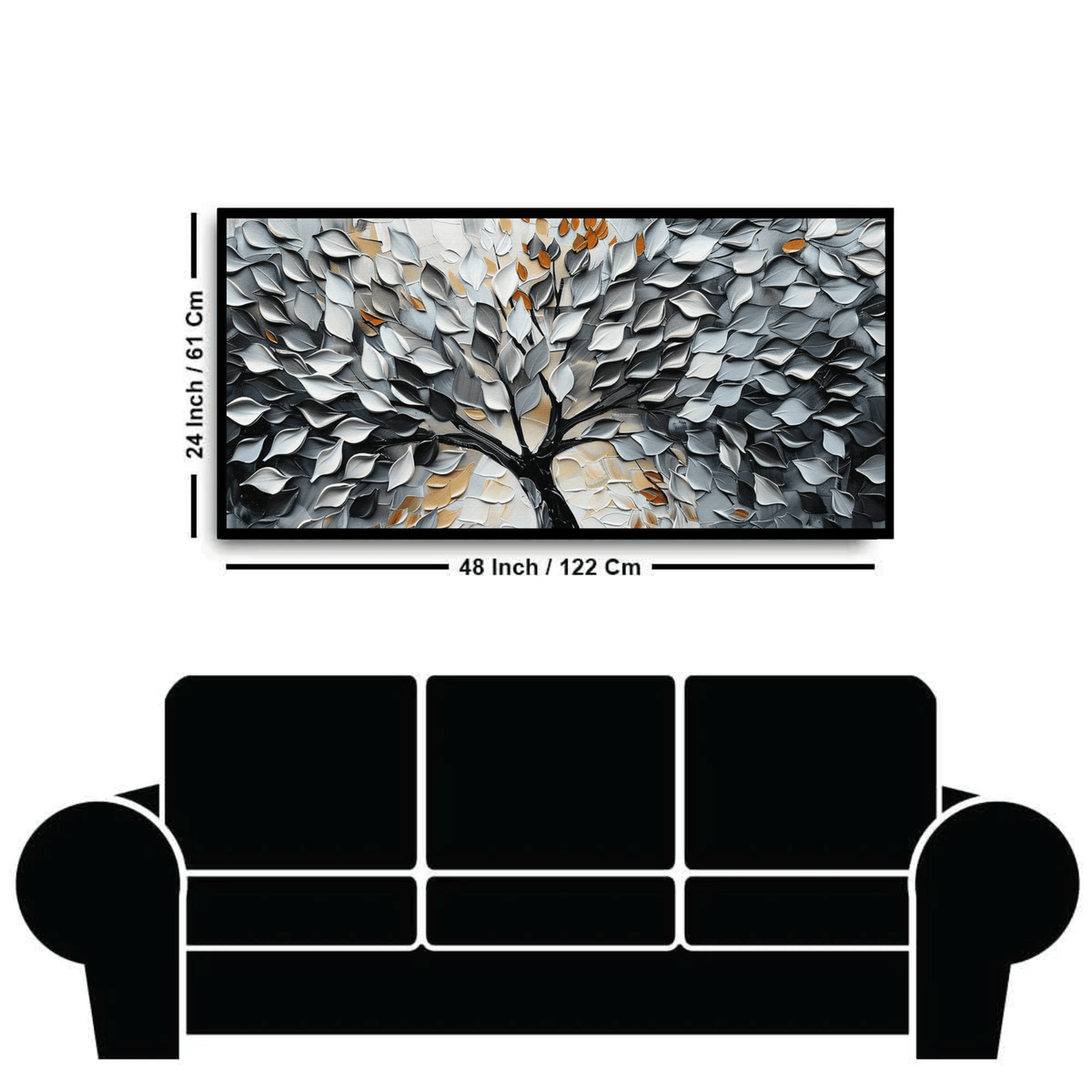 Tree With Silver Leaf: Wall Paintings by Creative Decor
