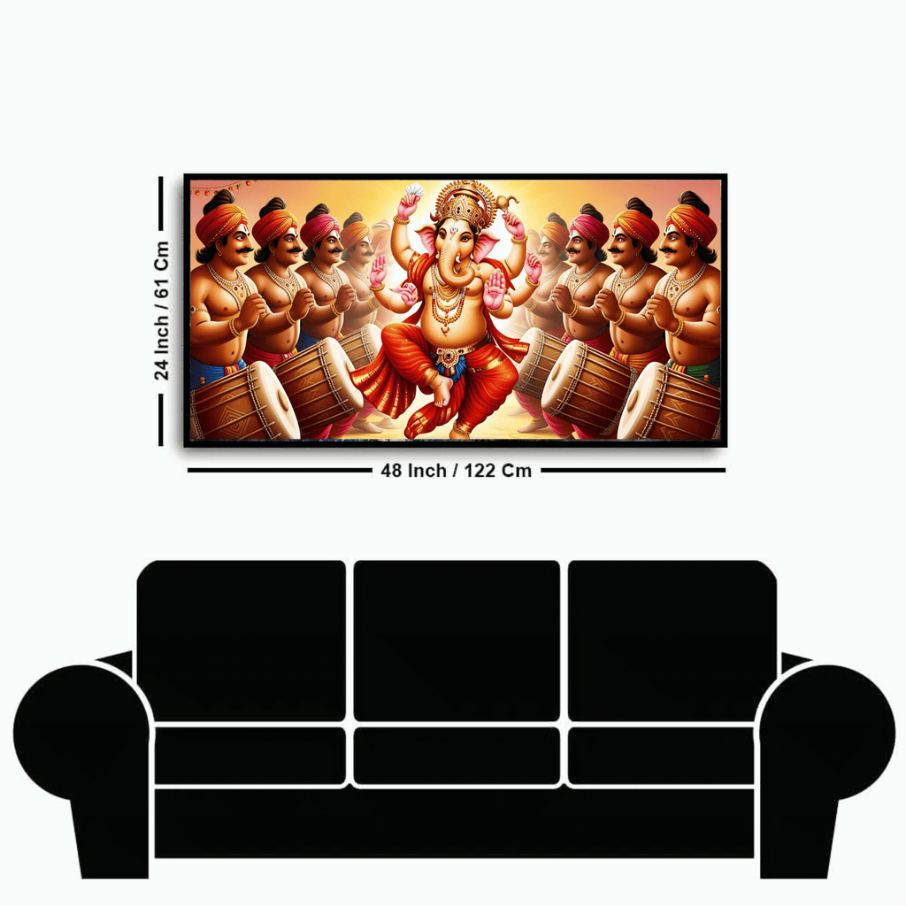 "People Beating Dhol and Dancing for Ganesh Ji - Festive Celebration"