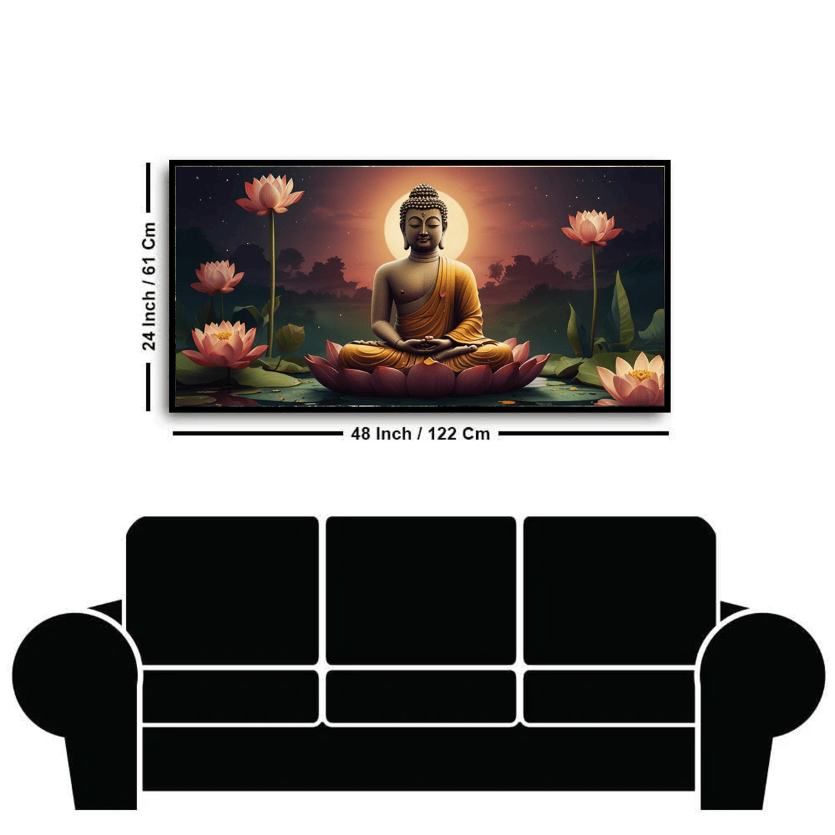 Buddha Ji Sitting on Flower with Chakra Behind Head