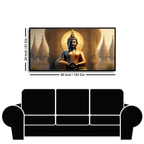 Buddha Ji in Temple with Chakra Behind His Head