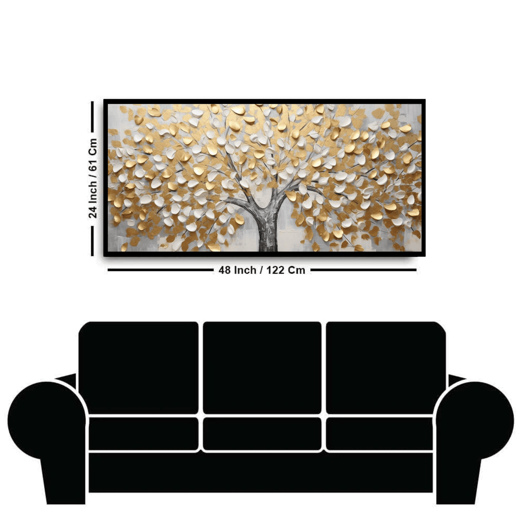 Tree With White & gold Leaf: Wall Paintings by Creative Decor