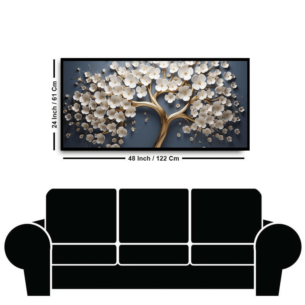 Vintage Gold Tree with white Flower: Wall Paintings by Creative Decor