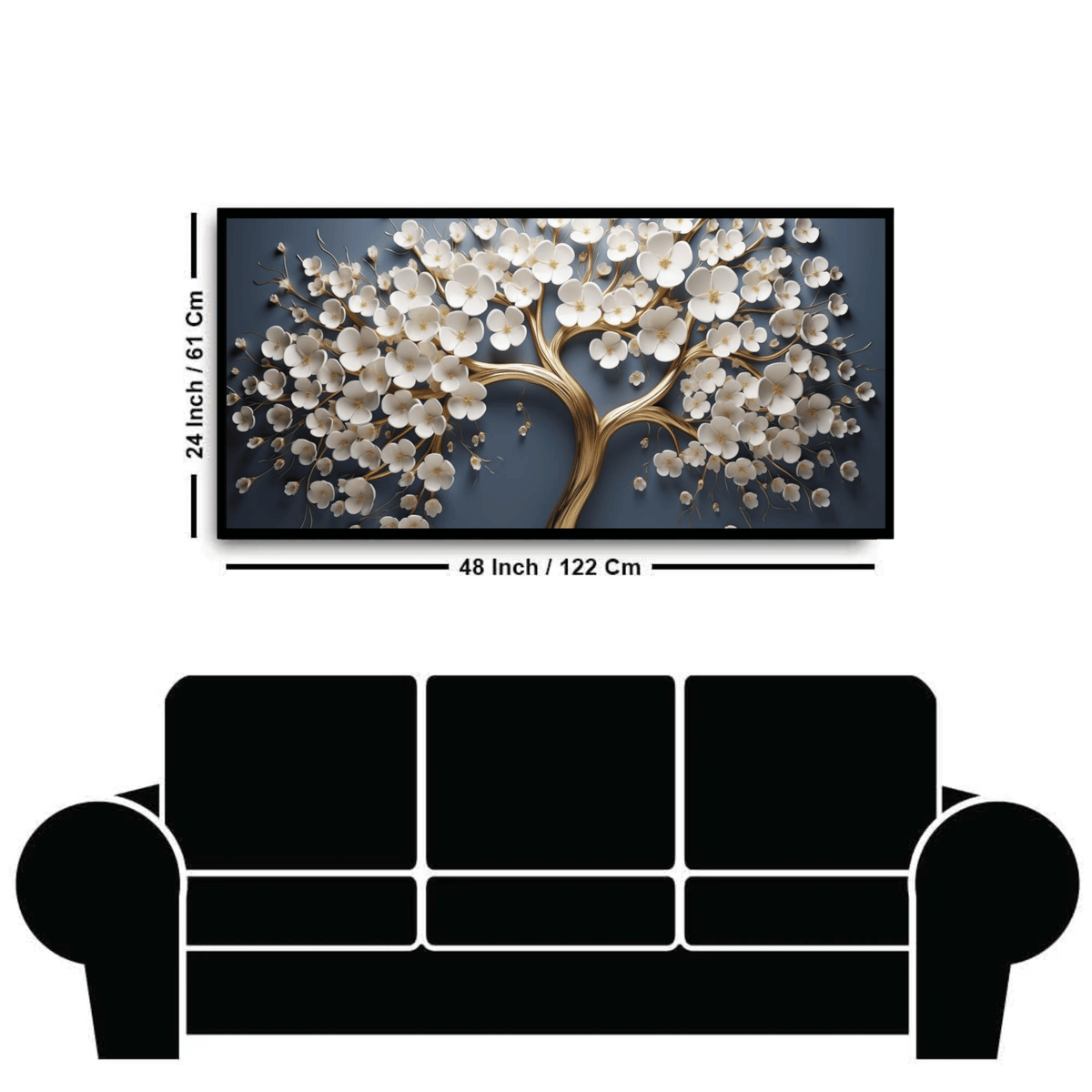 Vintage Gold Tree with white Flower: Wall Paintings by Creative Decor