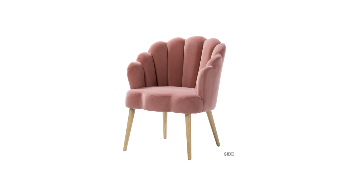 CreativeDecore Velvet Rae Accent Chair/Lounge Chair for  Living Room, Bedroom, Armchair Sofa Chair with natural finish wooden legs