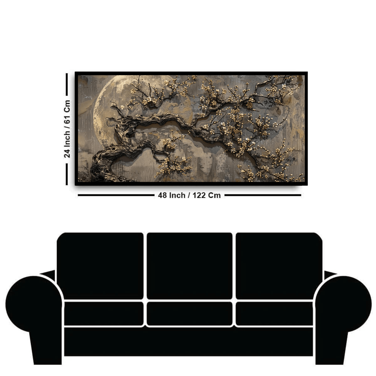 Abstract artistic background flowers branches gold canvas painting, brush oil painting, modern art ink alcohol can be used, wall decoration, wallpaper murals, ai generated illustration: Wall Paintings by Creative Decor