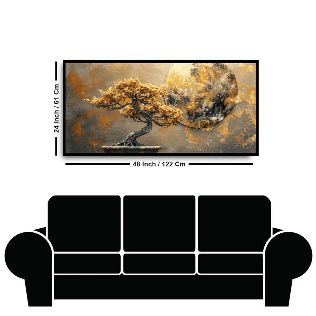 Golden tree with Abstract design: Wall Paintings by Creative Decor