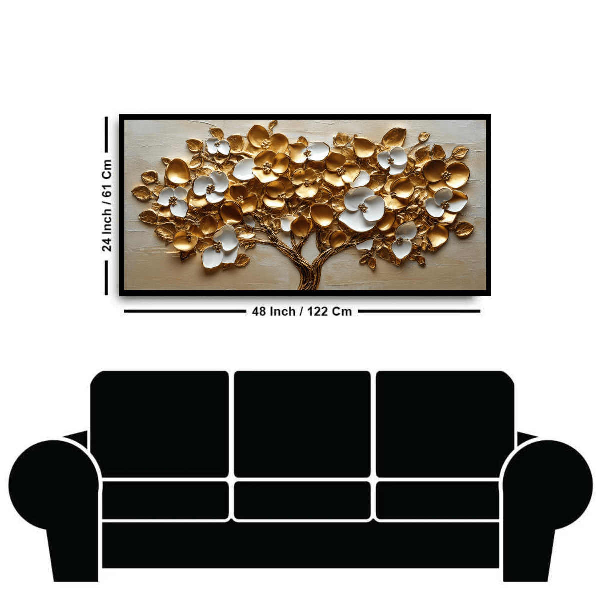 Tree with gold & Silver flower: Wall Paintings by Creative Decor