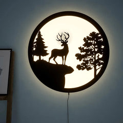 High-Quality Backlit Acrylic Wall Decor | Deer and Trees Design for Kitchen Décor