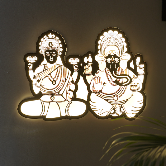 Divine Laxmi-Ganesha Backlit Acrylic Wall Art