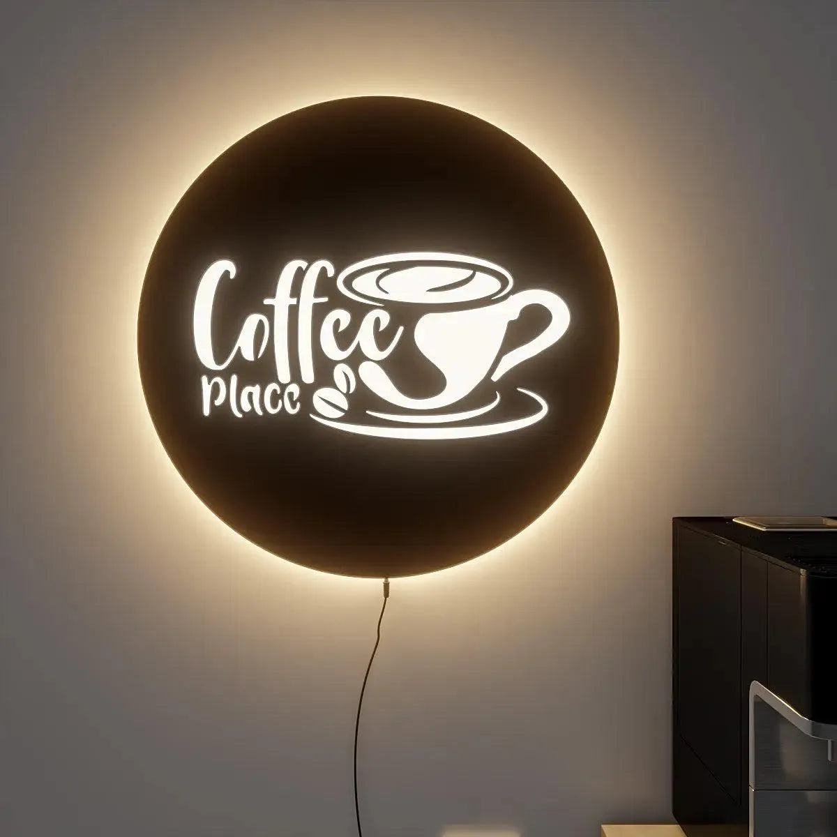 Circular ‘COFFEE PLACE’ Acrylic Decor | Perfect for Coffee Shops