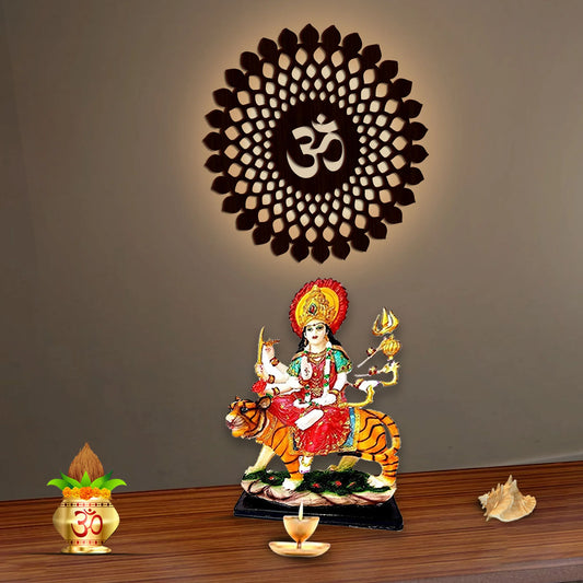 Beautiful OM Mandala Backlit with LED Wooden Wall Hanging