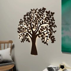 Glowing Tree Backlit Wooden Wall Art | LED Night Light in Walnut Finish