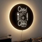 Circular ‘Good Food’ Backlit Acrylic Wall Decor for Kitchen
