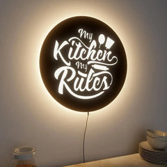 My Kitchen My Rules Backlit Light Wall Decor | Stylish LED Kitchen Sign