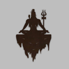 Adiyogi Mahakal Lord Shiva Premium Backlit Design Wooden Wall Hanging with LED Night Light Walnut Finish