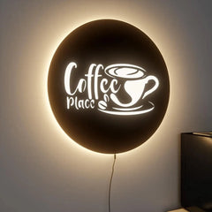 Circular ‘COFFEE PLACE’ Acrylic Decor | Perfect for Coffee Shops