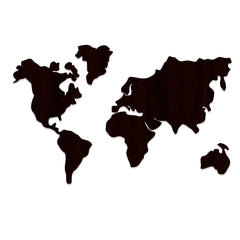 World Map Backlit Wooden Wall Decor with LED Night Light Walnut Finish