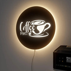 Circular ‘COFFEE PLACE’ Acrylic Decor | Perfect for Coffee Shops