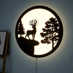 High-Quality Backlit Acrylic Wall Decor | Deer and Trees Design for Kitchen Décor