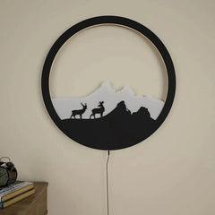 Beautiful Scenery Deer Wooden LED Wall Light Backlit Wall Art