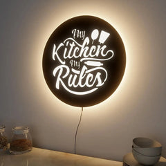 My Kitchen My Rules Backlit Light Wall Decor | Stylish LED Kitchen Sign