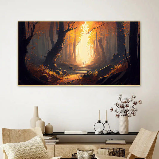 Creative Decor autumn-forest-acrylic-painting-spooky-mystery-dusk Wall Painting for Living Room, Bedroom, Office.