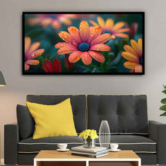 3D Flower Wall Painting | Unique Home Accent | Wall Decoration Elegant Bright Flowers