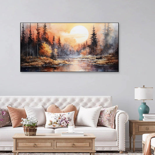 Creative Decor beautiful-painting- Sunrise Serenity Wall Painting for Living Room, Bedroom, Office.