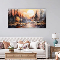 Creative Decor beautiful-painting- Sunrise Serenity Wall Painting for Living Room, Bedroom, Office.