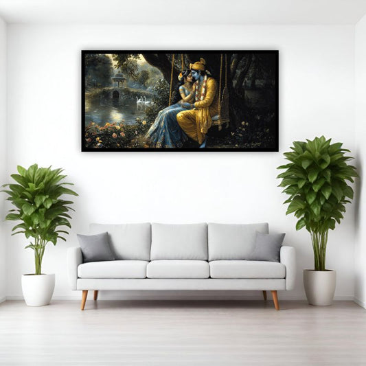 Divine Radha Krishna Painting | Peaceful Wall Art for Spiritual Vibes