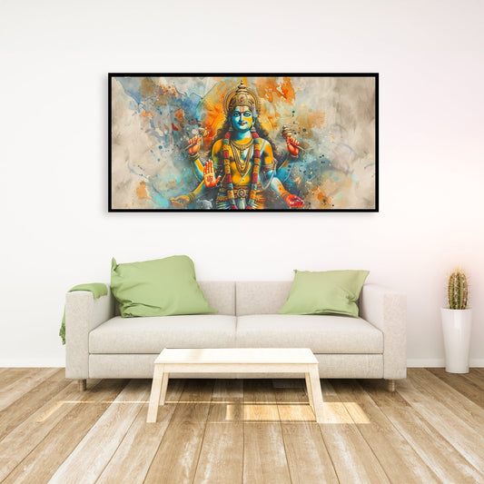 Spirit of Vishnu | Hand-Drawn Watercolor Artwork of Vishnu for Peaceful Living | Watercolor Painting