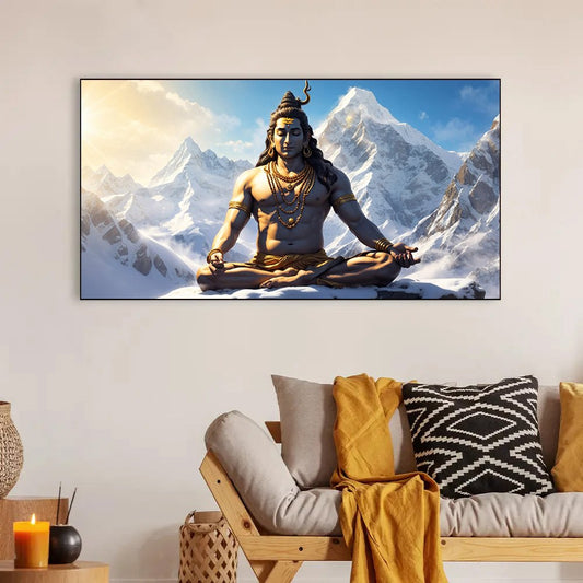 God Shiva Meditating in the Himalayas | A Beautiful Canvas Wall Art for Living Spaces