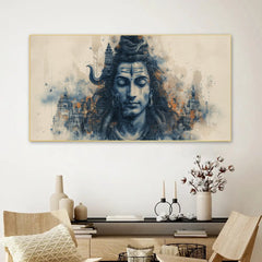 Creative Decor artistic-representation-hindu-deity-with-tears-trishula-motif Wall Painting for Living Room, Bedroom, Office.