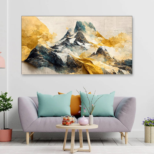 Stunning Watercolor Mountain Landscape Canvas Art | Minimalist Design