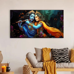 Creative Decor illustration | Radha Krishna Art | Canvas Wall Painting for Living Room, Bedroom, and Office.