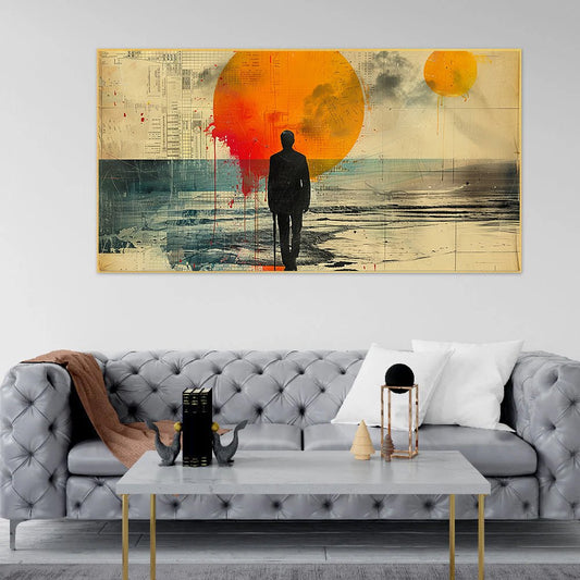 Sun-Kissed Tranquility | Man Standing in Water Canvas for Every Room