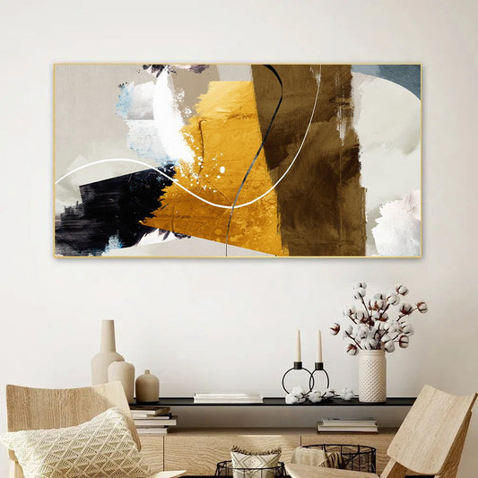 Creative Decor abstract-geometry-wallpaper-wallpaper-hang-picture-golden-fashion-modern Wall Painting for Living Room, Bedroom, Office.