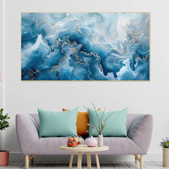 Creative Decor blue-white-abstract Canvas Wall Painting for Living Room, Bedroom, Office.