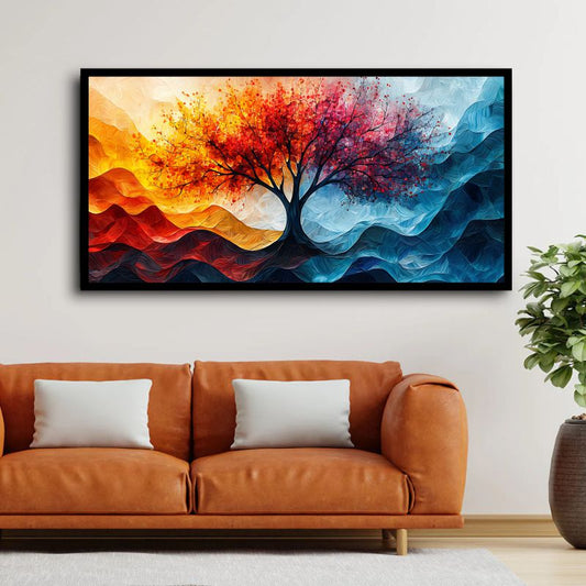 Vibrant Colorful Tree Nature Painting | Stunning Canvas Wall Art for Home Décor