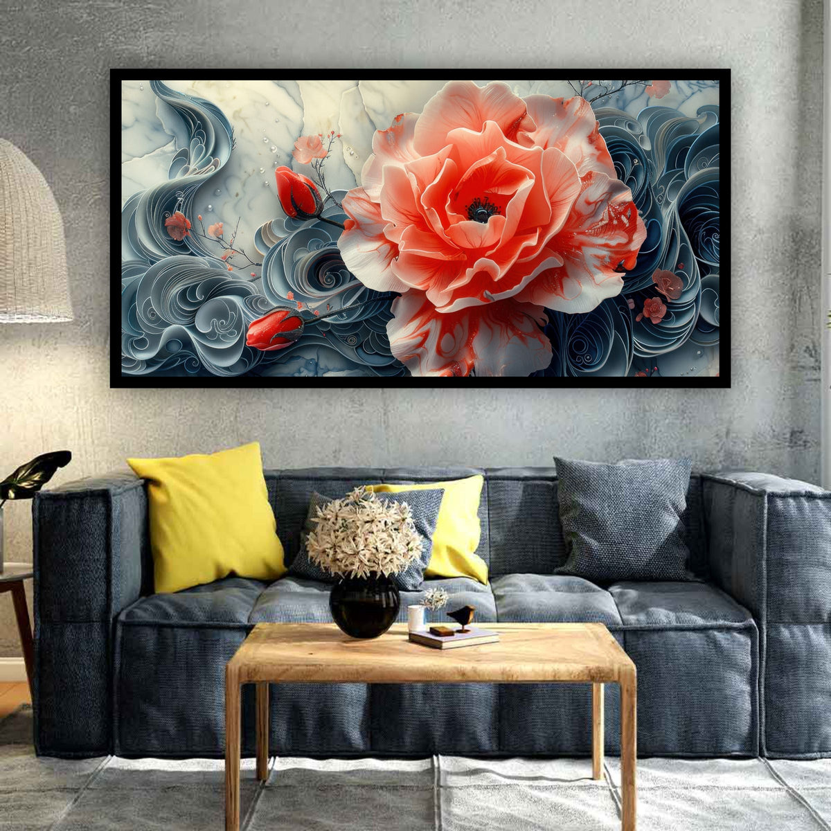 Modern Flower Wall Painting for Living Room