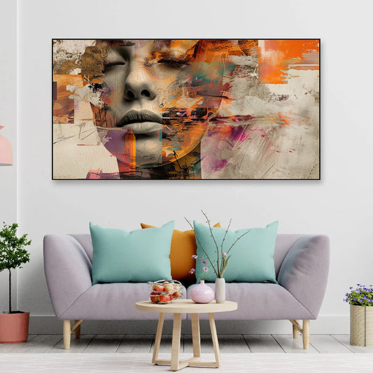 Creative Decor Watercolor Wall Painting | Relaxing Young Woman Portrait