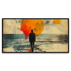 Sun-Kissed Tranquility | Man Standing in Water Canvas for Every Room