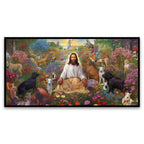 Divine Companionship | Jesus and His Dogs in the Garden Canvas | Wall Painting
