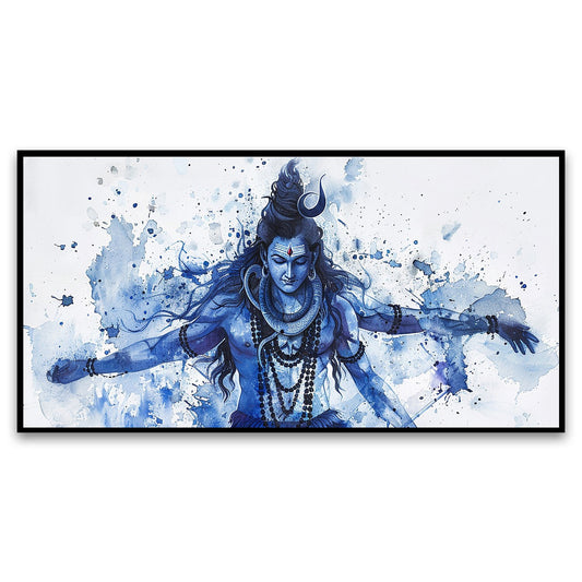 Art of Devotion | Hand-Drawn Watercolor Shiva Canvas Artwork for Uplifting Spaces in Your Home to Elevate Your Decor