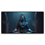 Meditative Blue | Lord Shiva in Lotus Position | Canvas Wall Painting