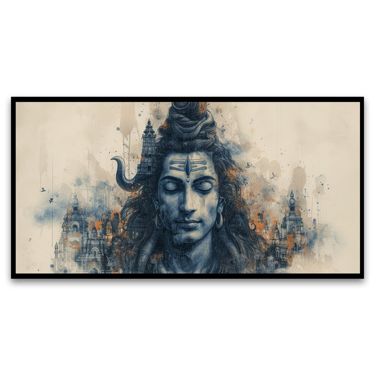 Creative Decor artistic-representation-hindu-deity-with-tears-trishula-motif Wall Painting for Living Room, Bedroom, Office.