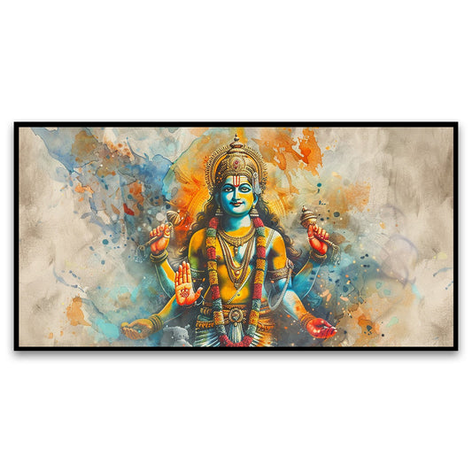 Spirit of Vishnu | Hand-Drawn Watercolor Artwork of Vishnu for Peaceful Living | Watercolor Painting